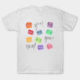 Yum! Rainbow Macarons Watercolor Illustration T-Shirt